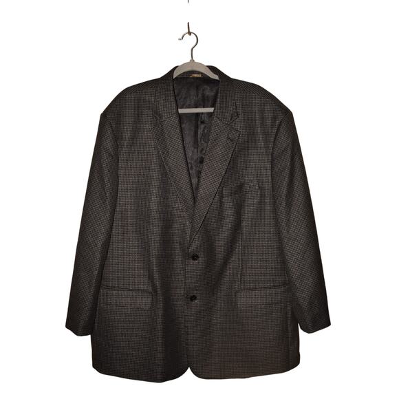 OAK HILL $178 Black Gray Micro Check Two Button‎ Sport Coat Blazer Men's 2XL - Picture 1 of 4